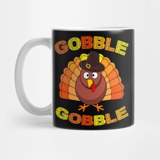 Cute Gobble Gobble Turkey Pilgrim Little Boys Thanksgiving Mug